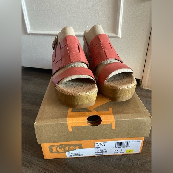 Korks-ease Freya Platform Sandals Dusty Red Leather New with box - Picture 2 of 9